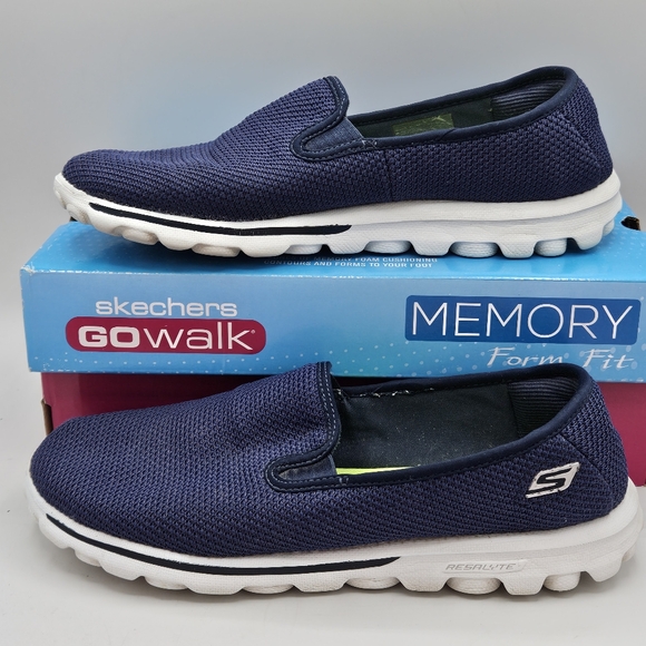 Sketchers go walk memory foam slipon navy dazzle shoes size 9.5 - Picture 15 of 16